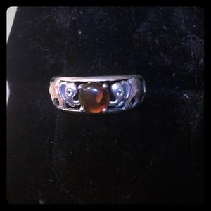 Brand New Elephant Ring 925 with Diamond & Amber